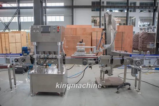 Garrafa de vidro reta automática de cortiça em T, vários selos rotativos, máquina tampadora de tubo, máquina para lata